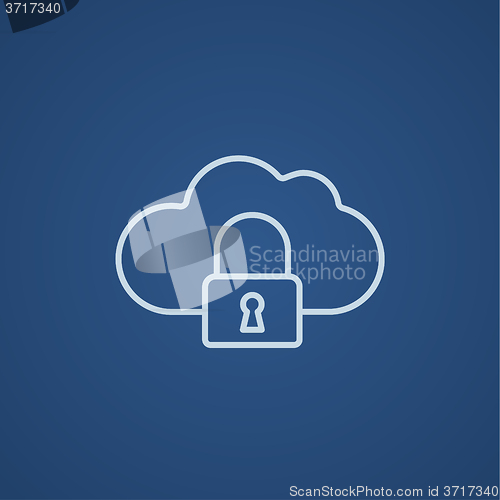 Image of Cloud computing security line icon.