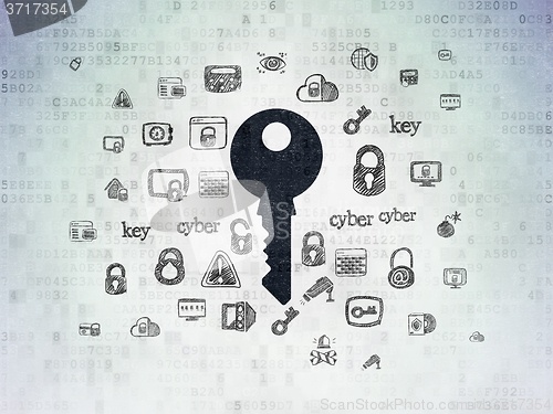 Image of Privacy concept: Key on Digital Paper background