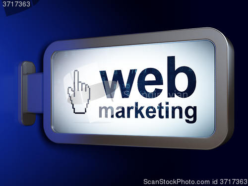 Image of Web design concept: Web Marketing and Mouse Cursor on billboard background