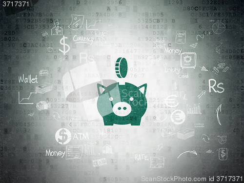 Image of Banking concept: Money Box With Coin on Digital Paper background