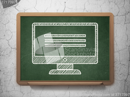 Image of Programming concept: Monitor on chalkboard background
