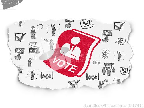 Image of Political concept: Ballot on Torn Paper background