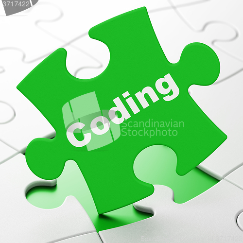 Image of Database concept: Coding on puzzle background