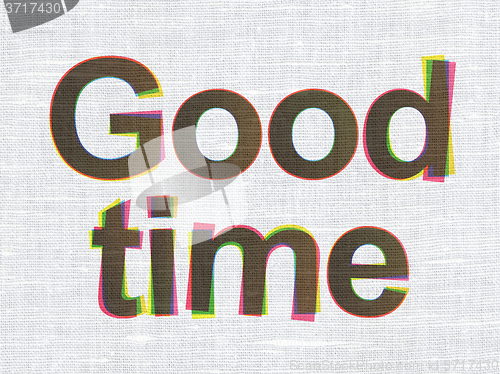 Image of Timeline concept: Good Time on fabric texture background