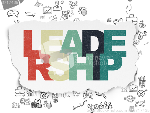 Image of Finance concept: Leadership on Torn Paper background