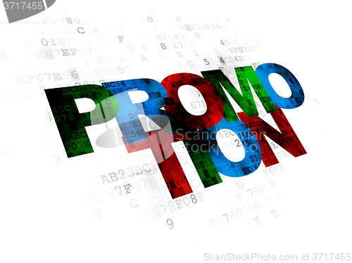 Image of Advertising concept: Promotion on Digital background