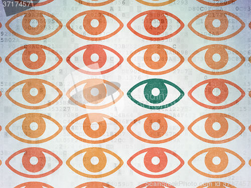 Image of Privacy concept: eye icon on Digital Paper background