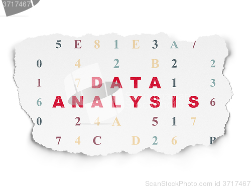 Image of Data concept: Data Analysis on Torn Paper background