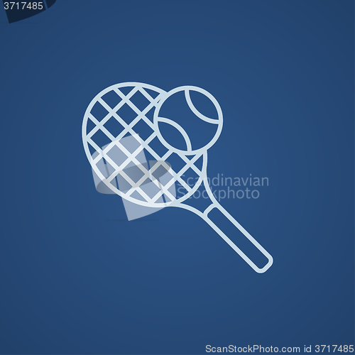 Image of Tennis racket and ball line icon.