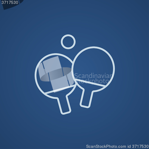 Image of Table tennis racket and ball line icon.