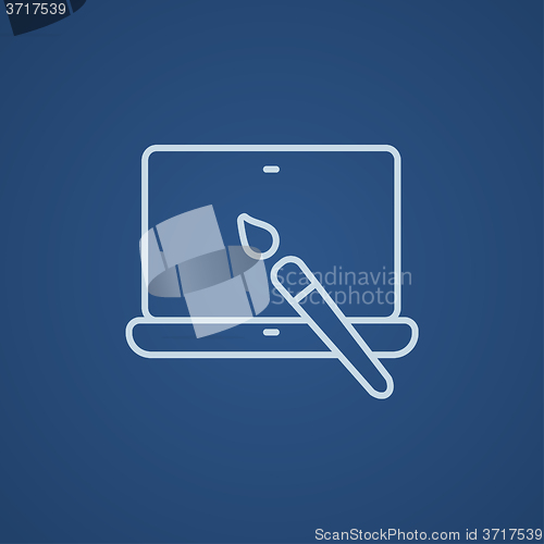 Image of Laptop and brush line icon.