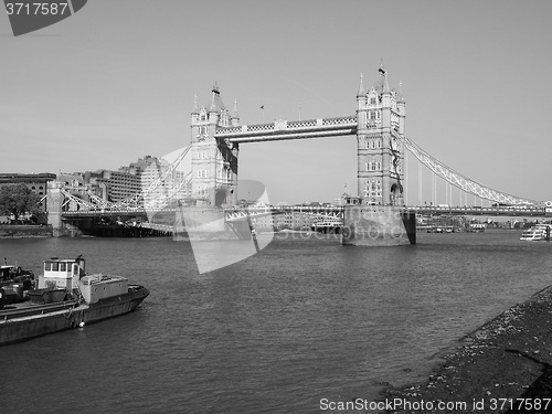 Image of Black and white Tower Bridge in London