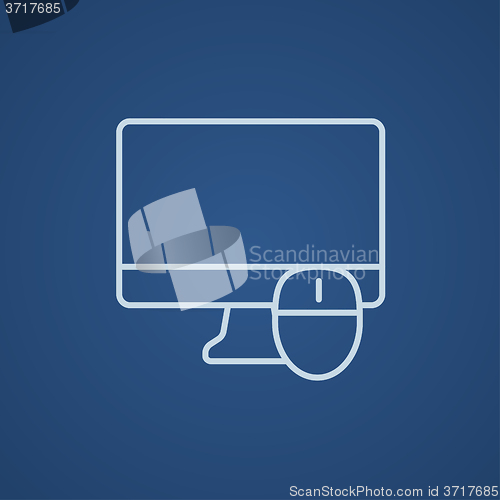 Image of Computer monitor and mouse line icon.