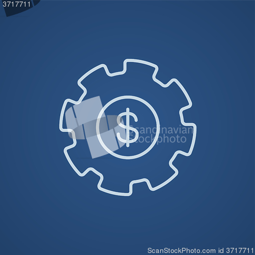 Image of Gear with dollar sign line icon.