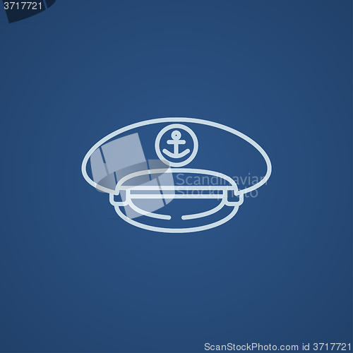 Image of Captain peaked cap line icon.