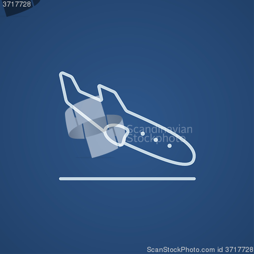 Image of Landing aircraft line icon.