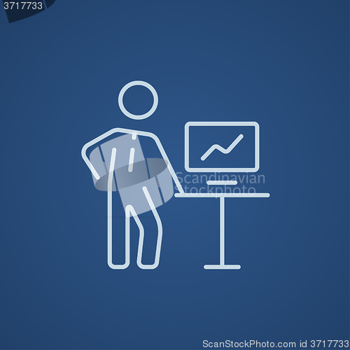 Image of Business presentation line icon.