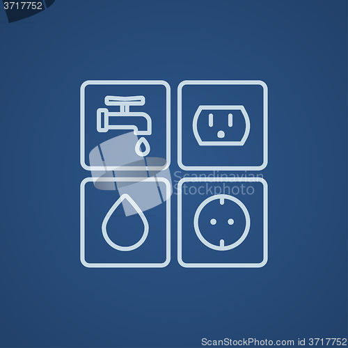 Image of Utilities signs electricity and water line icon.