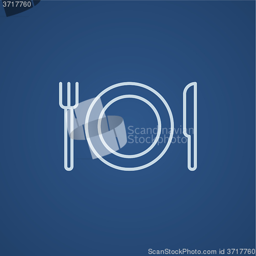 Image of Plate with cutlery line icon.