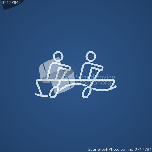 Image of Tourists sitting in boat line icon.