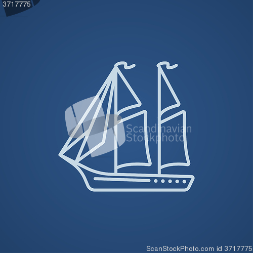 Image of Sailboat line icon.