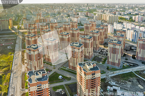 Image of Bird eye view on residential neighborhood. Tyumen