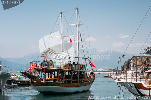 Image of Coast Antalya Turkey Kaleici, the promenade. Marina Antalya