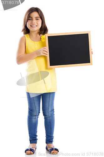 Image of Girl holding a chalkboard