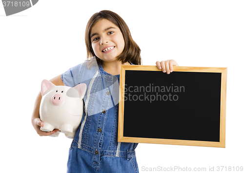 Image of Girl holding a piggybank