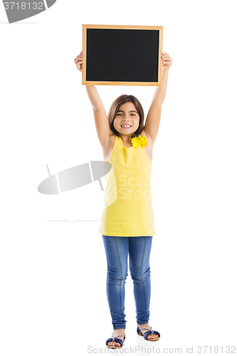 Image of Girl holding a chalkboard