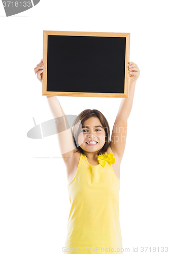 Image of Girl holding a chalkboard