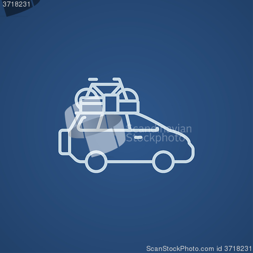 Image of Car with bicycle mounted to the roof line icon.