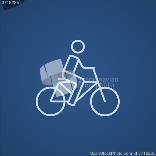 Image of Man riding bike line icon.