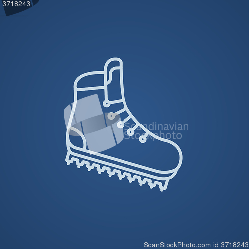 Image of Hiking boot with crampons line icon.