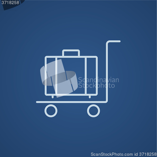 Image of Luggage on trolley line icon.