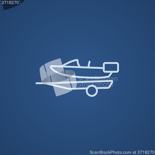 Image of Boat on trailer for transportation line icon.