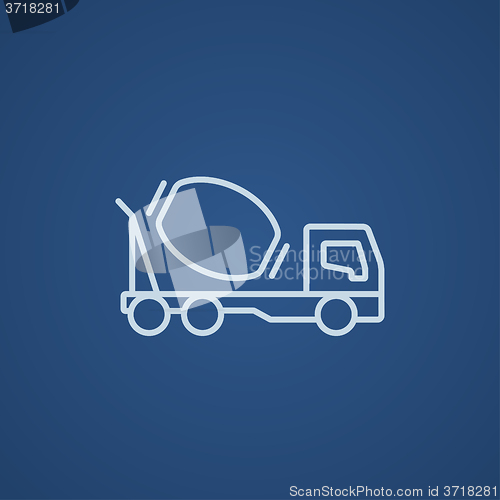 Image of Concrete mixer truck line icon.