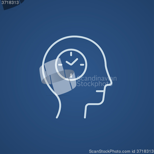 Image of Human head with clock line icon.