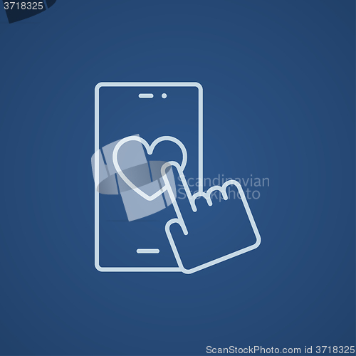 Image of Smartphone with heart sign line icon.