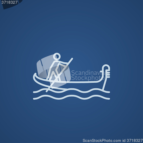 Image of Sailor rowing boat line icon.