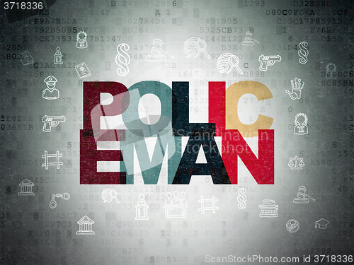 Image of Law concept: Policeman on Digital Paper background