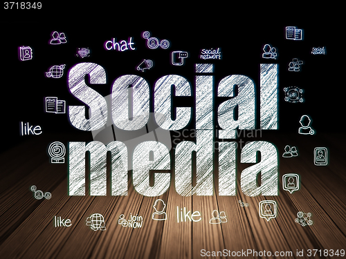 Image of Social network concept: Social Media in grunge dark room