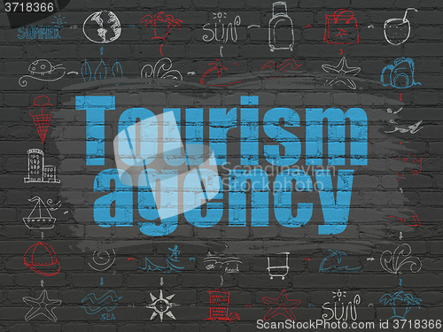 Image of Vacation concept: Tourism Agency on wall background