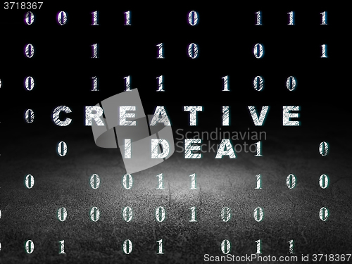 Image of Business concept: Creative Idea in grunge dark room