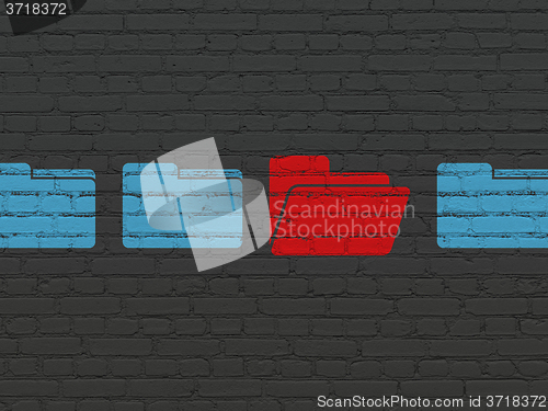 Image of Finance concept: folder icon on wall background