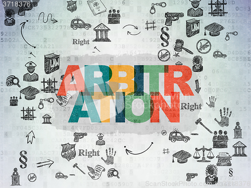 Image of Law concept: Arbitration on Digital Paper background