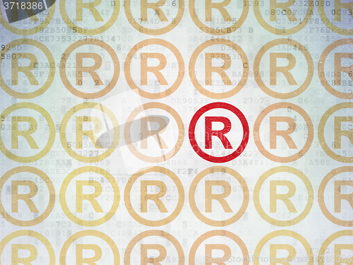 Image of Law concept: registered icon on Digital Paper background