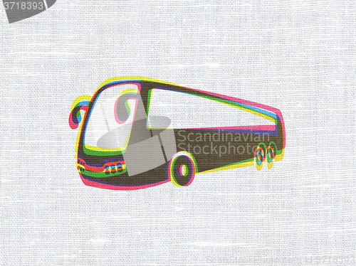 Image of Vacation concept: Bus on fabric texture background