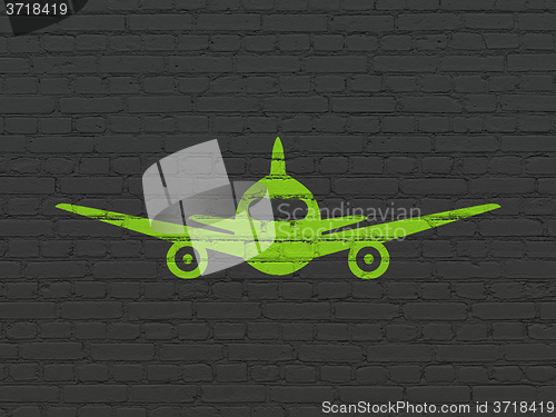 Image of Vacation concept: Aircraft on wall background