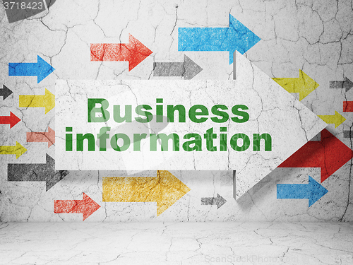 Image of Business concept: arrow with Business Information on grunge wall background